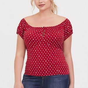 Torrid. Size 1 NWOT red polka dot stretch shirt